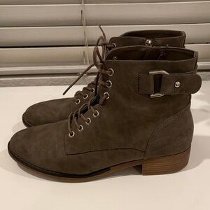 Sophie17 Suede Taupe Lace-Up Boots